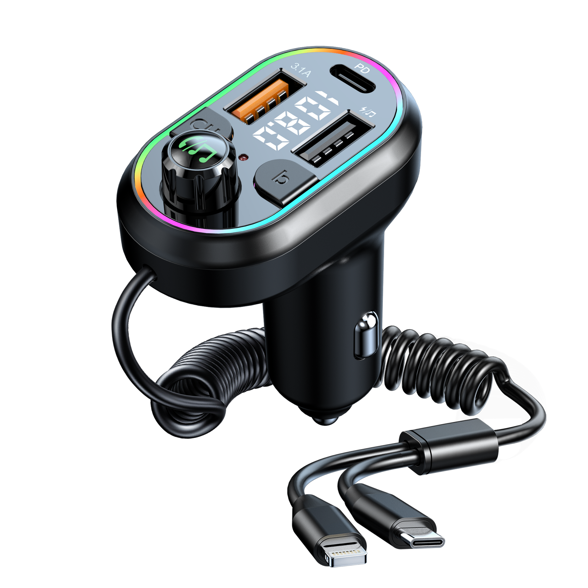 40W Chargeur de voiture VERSION avec câble enfichable Noir